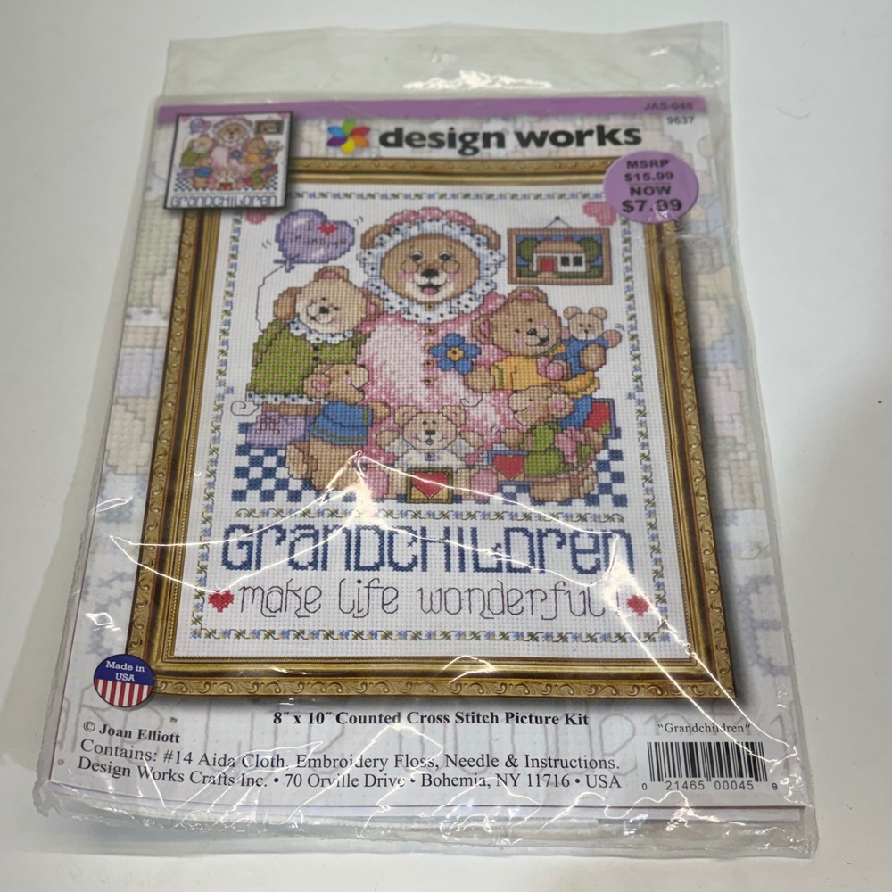 Design Works Cross Stitch Kit 8x10 Multicolor Grandchildren Joan Elliott 9637